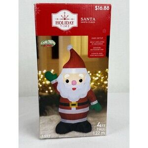 NEW Holiday Time SANTA CLAUS 4 Foot Air Blown Light Up Inflatable Christmas Lawn